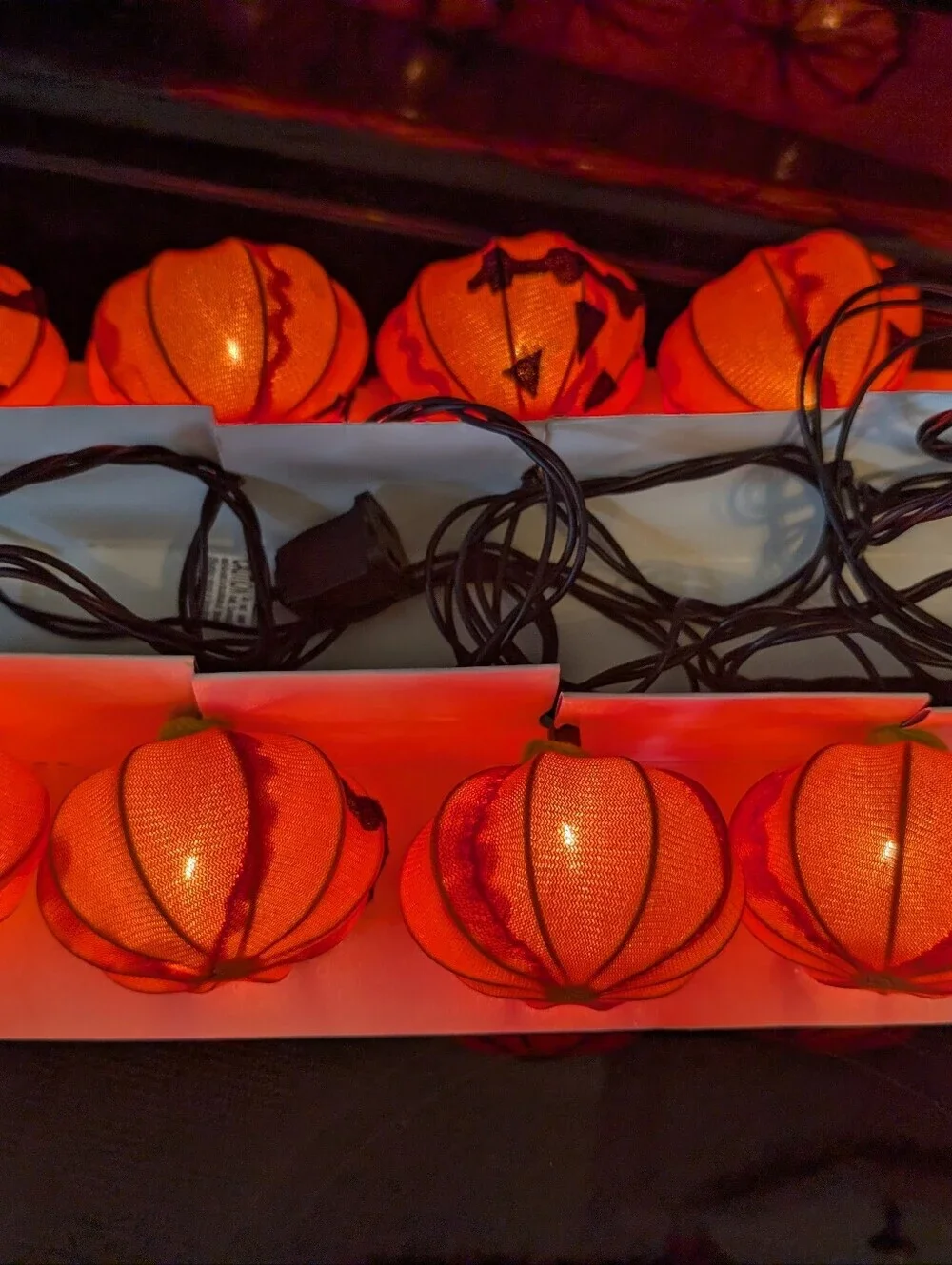 VTG Orange Jack-O'-Lantern Fabric Novelty Lights, 2001 Target